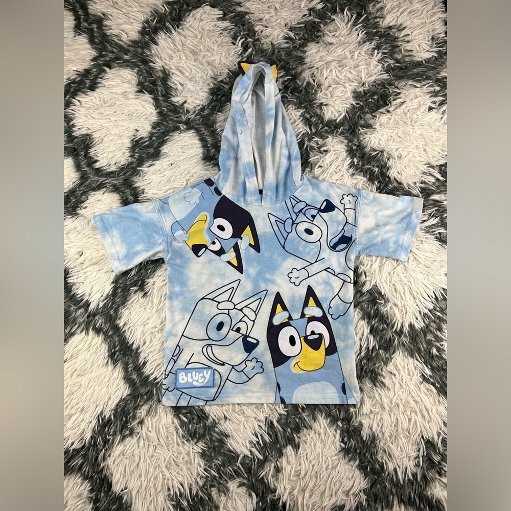 Bluey Kids Boys Hooded Cosplay Teee Top Blue Size 5